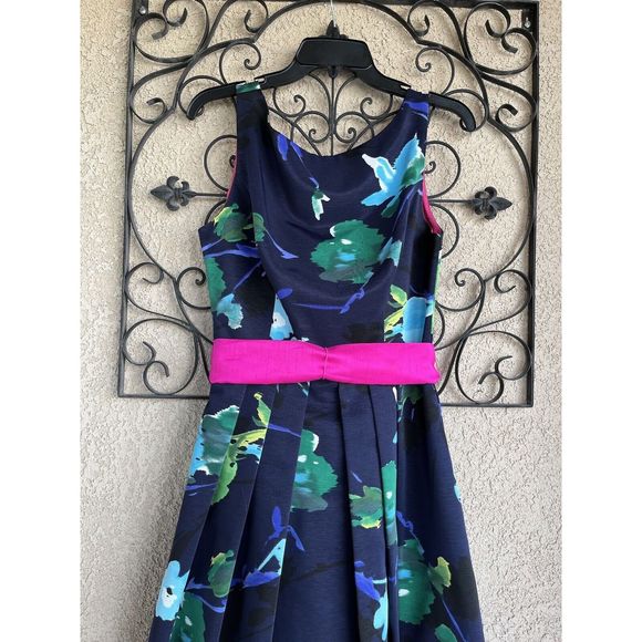 Eliza J Faille belted fit & flare dress - size 8 - multicolored - Picture 3 of 10